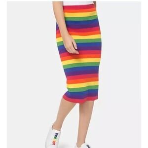 Rainbow-Striped Pencil‎ Skirt